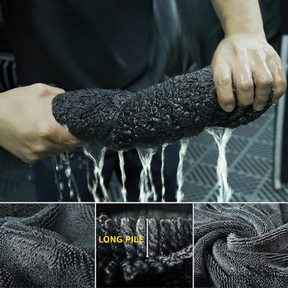 Microfiber 73x90cm Car Wash Dry Towel 600gsm Soft Knitted Cloth Twisted Wrap Car Care Accessory